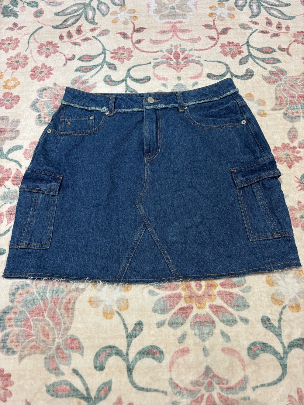 Frye Dark Blue Denim Cargo Mini Skirt